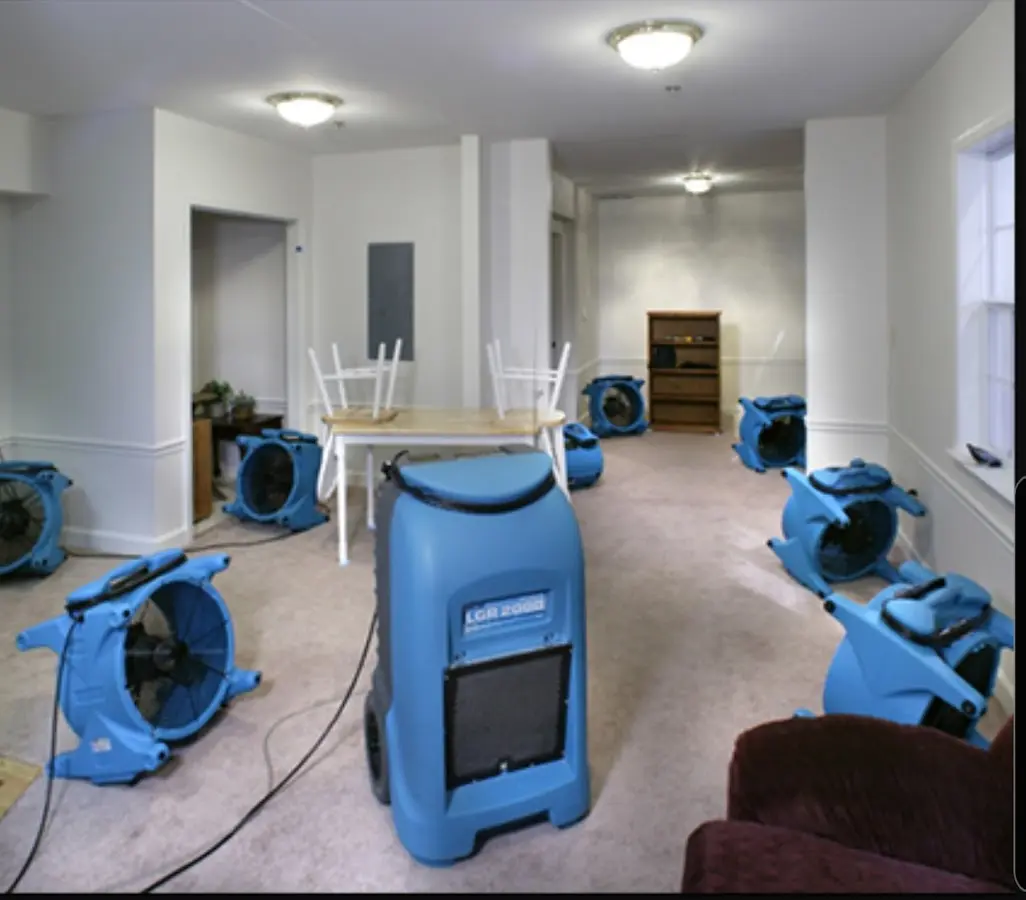 Air movers and dehumidifier setup for Water Extraction & Removal in Lower Salford